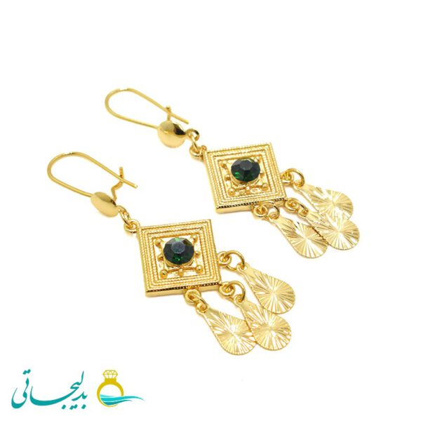 گوشواره آویز زنانه- طلایی نگین دار